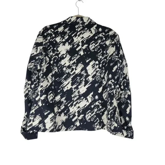 212 Collection Jacket Women's Size XL Black White Abstract Splatter Paint Modern - Picture 2 of 10